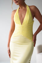 Oh Hello Clothing Women > Clothing > Dresses Austin Bodycon Halterneck Maxi Dress | Yellow