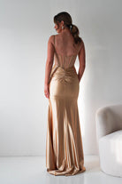 Oh Hello Clothing Dresses > Prom Dresses Becca Embellished Corset Evening Gown | Gold