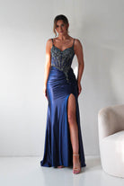 Oh Hello Clothing Dresses > Prom Dresses Becca Embellished Corset Evening Gown | Navy