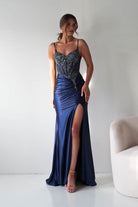 Oh Hello Clothing Dresses > Prom Dresses Becca Embellished Corset Evening Gown | Navy