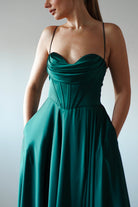 Bella Luxe Aline Satin Gown | Emerald | Debs & Prom | Formal Gown | Oh Hello Clothing