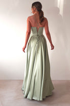 Bella Luxe Aline Satin Gown | Sage | Oh Hello Clothing