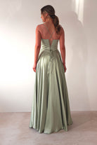 Bella Luxe Aline Satin Gown | Sage | Oh Hello Clothing