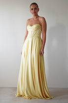 Bella Luxe Aline Satin Gown | Yellow | Debs & Prom | Formal Gown | Oh Hello Clothing