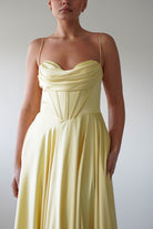 Bella Luxe Aline Satin Gown | Yellow | Debs & Prom | Formal Gown | Oh Hello Clothing