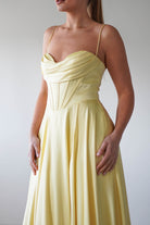 Bella Luxe Aline Satin Gown | Yellow | Debs & Prom | Formal Gown | Oh Hello Clothing