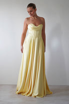 Bella Luxe Aline Satin Gown | Yellow | Debs & Prom | Formal Gown | Oh Hello Clothing