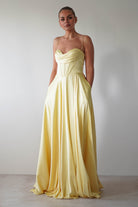 Bella Luxe Aline Satin Gown | Yellow | Debs & Prom | Formal Gown | Oh Hello Clothing