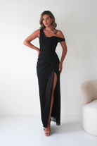 Oh Hello Clothing Dresses 1*Done-Berkley Draped Mesh Corset Maxi Gown | black