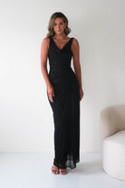 Oh Hello Clothing Dresses 1*Done-Berkley Draped Mesh Corset Maxi Gown | black