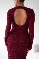 Oh Hello Clothing Dresses Bertina Long Sleeve Sequin Maxi Gown | Burgundy