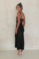 Bethanie Soft Satin Maxi Dress | Black | Oh Hello Clothing