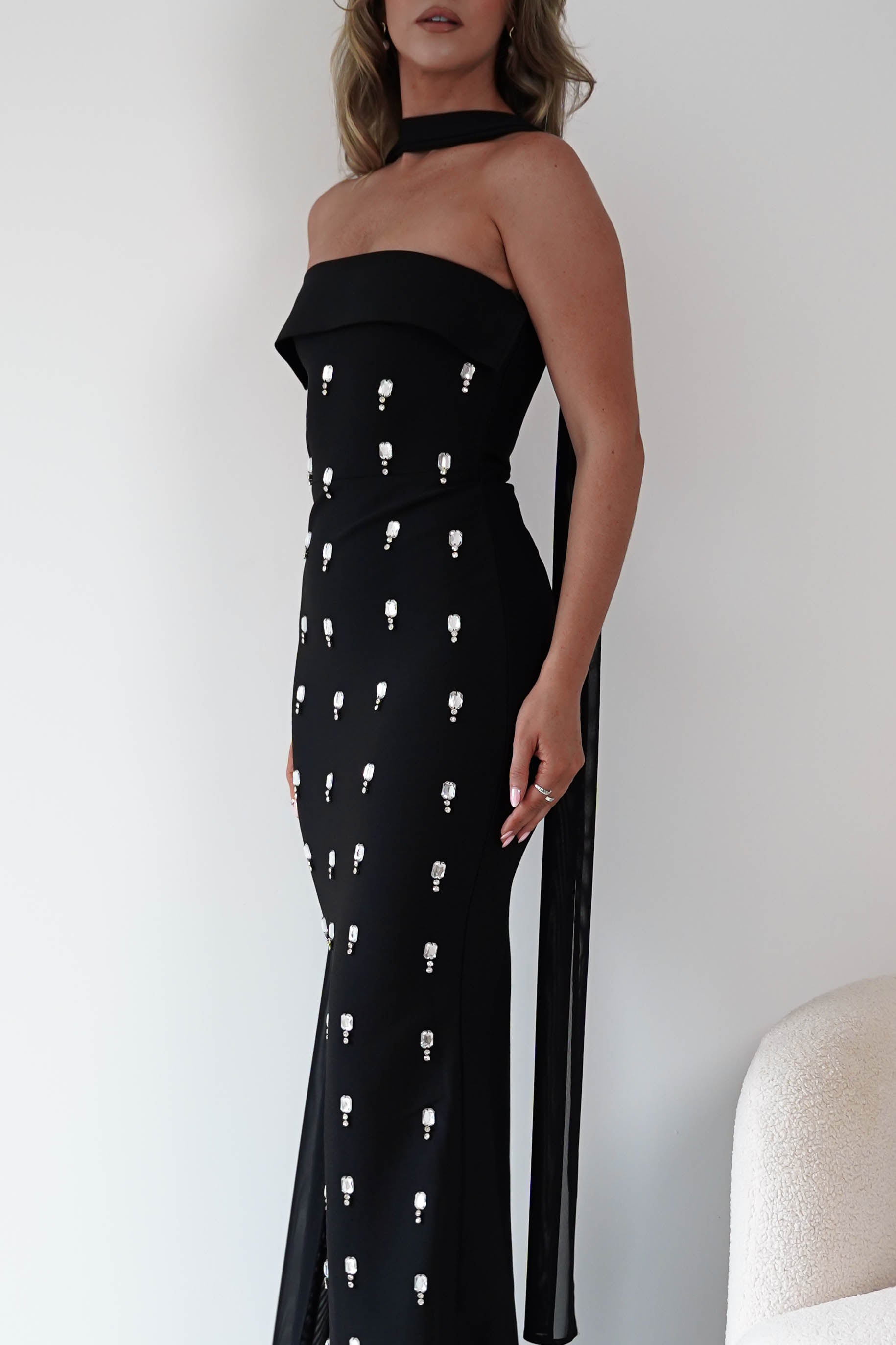 Oh Hello Clothing Women > Clothing > Dresses Bethany Embellished Bandage Maxi Dress | Black