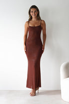 Billini Bodycon Backless Maxi Dress Brown | Wedding Guest Dress | Backless | Bodycon | Oh Hello Clothing