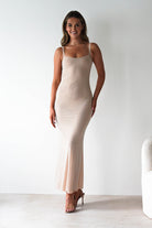 Billini Bodycon Backless Maxi Dress Nude | Wedding Guest Dress | Backless | Bodycon | Oh Hello Clothing