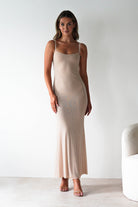Billini Bodycon Backless Maxi Dress Nude | Wedding Guest Dress | Backless | Bodycon | Oh Hello Clothing