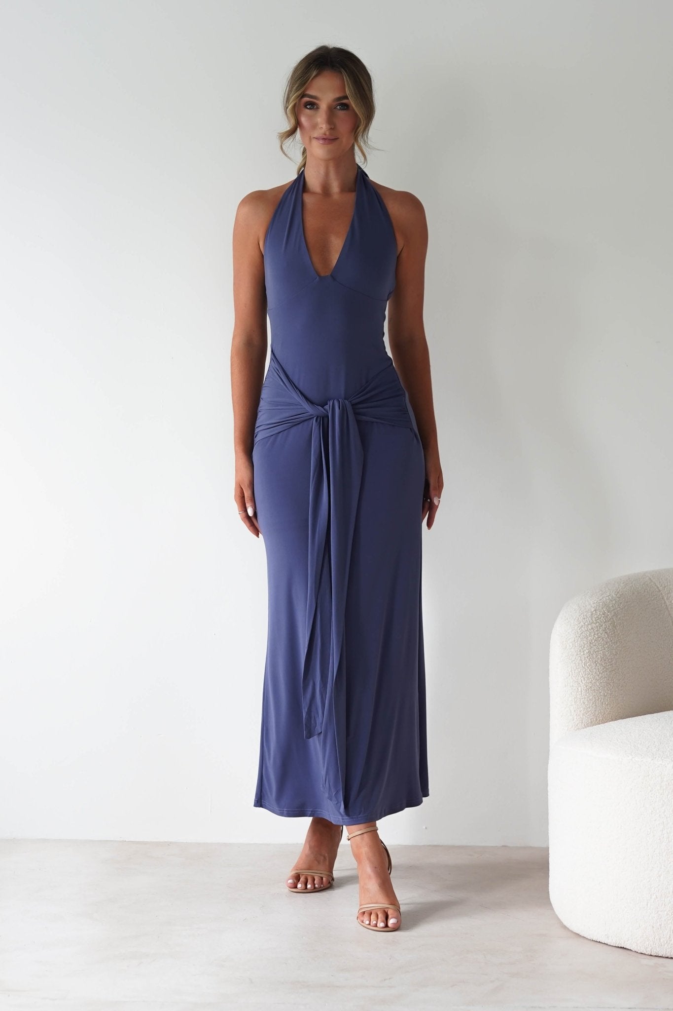 Blair Bodycon Maxi Dress Blue | Wedding Guest Dress | Bodycon | Maxi | Oh Hello Clothing