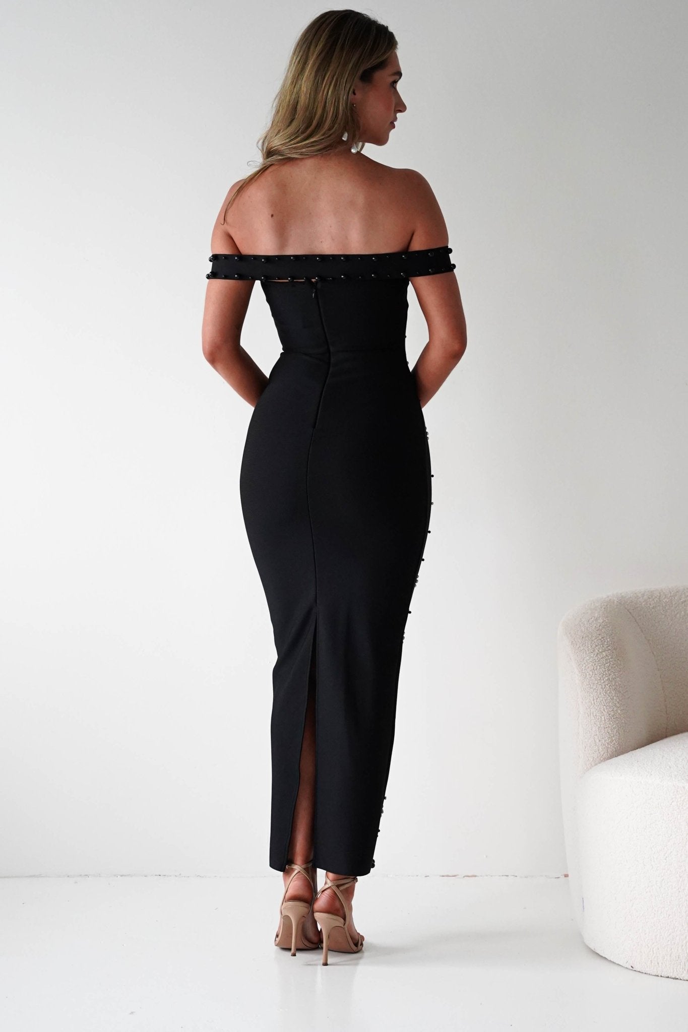 Blayke Bandage Maxi Dress | Black Tie | Embellished Pearls | Oh Hello Clothing