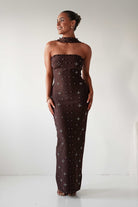 Oh Hello Clothing Dresses 1*DONE-Blayke Bodycon Bandage Maxi Dress BROWN
