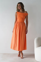 Bloom Skater Midaxi Dress Orange | Wedding Guest Dress | Skater | Oh Hello Clothing