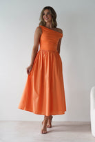 Bloom Skater Midaxi Dress Orange | Wedding Guest Dress | Skater | Oh Hello Clothing