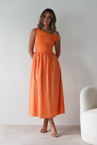 Bloom Skater Midaxi Dress Orange | Wedding Guest Dress | Skater | Oh Hello Clothing