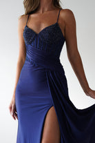 Breanna Draped Embellished Gown | Navy | Debs & Prom | Formal Gown | Oh Hello Clothing