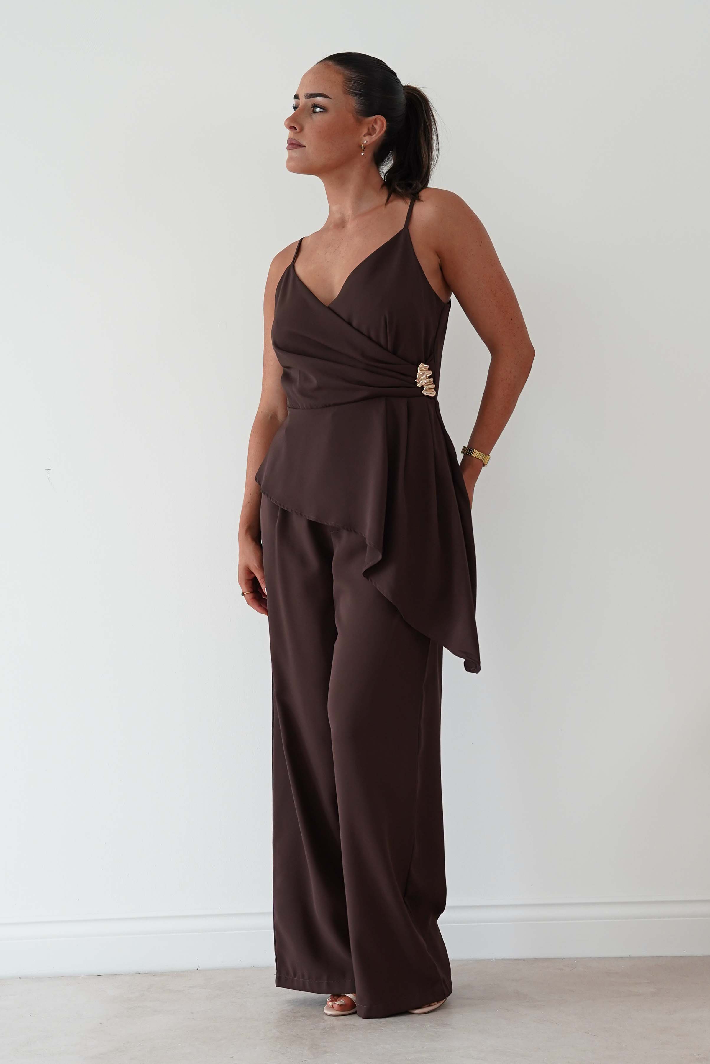 Oh Hello Clothing Women > Clothing > Dresses Bridget Asymmetric Co-Ord Set | Brown