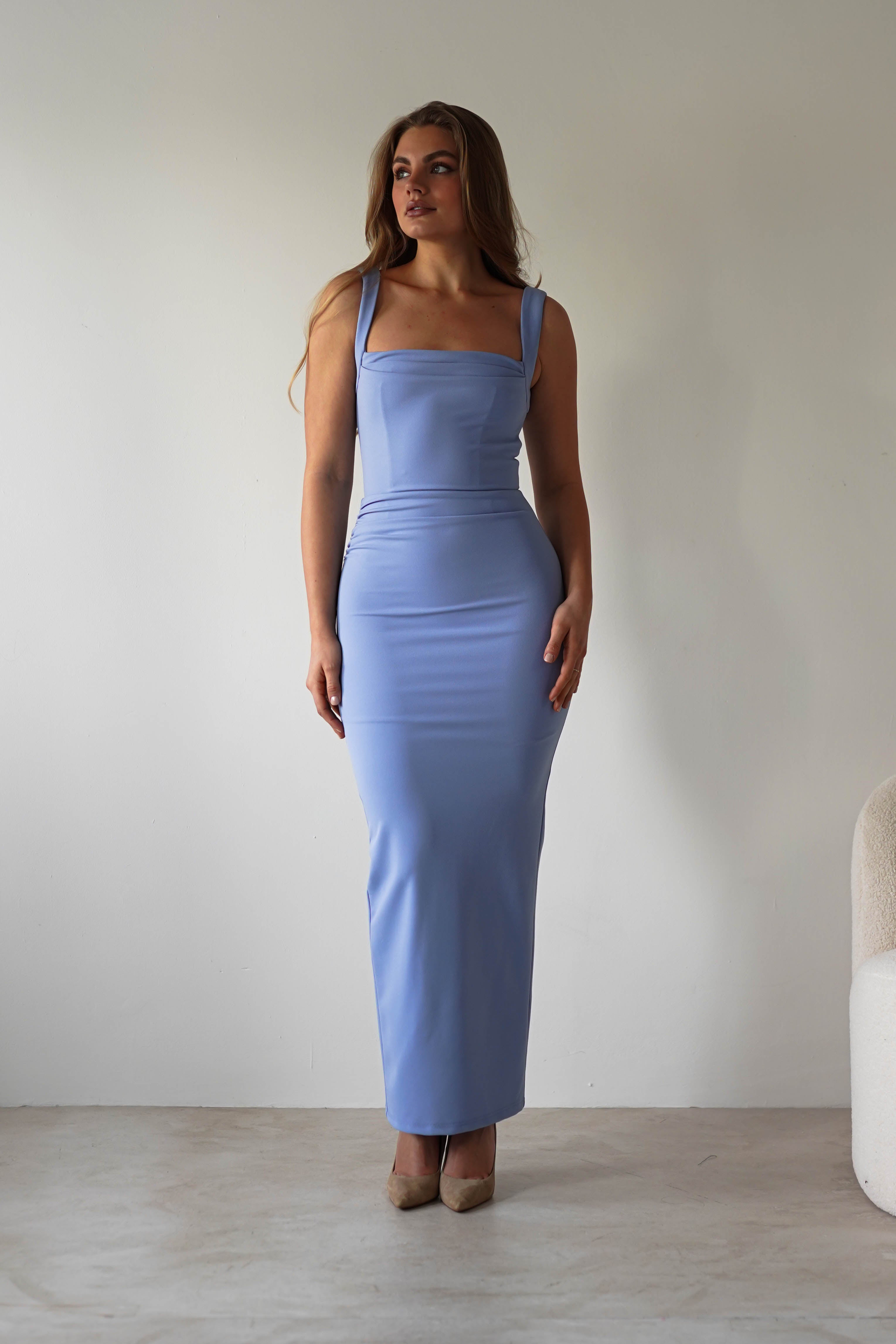 Brooke Square Neck Maxi Dress Blue | Wedding Guest Dress | Square Neck | Maxi | Oh Hello Clothing