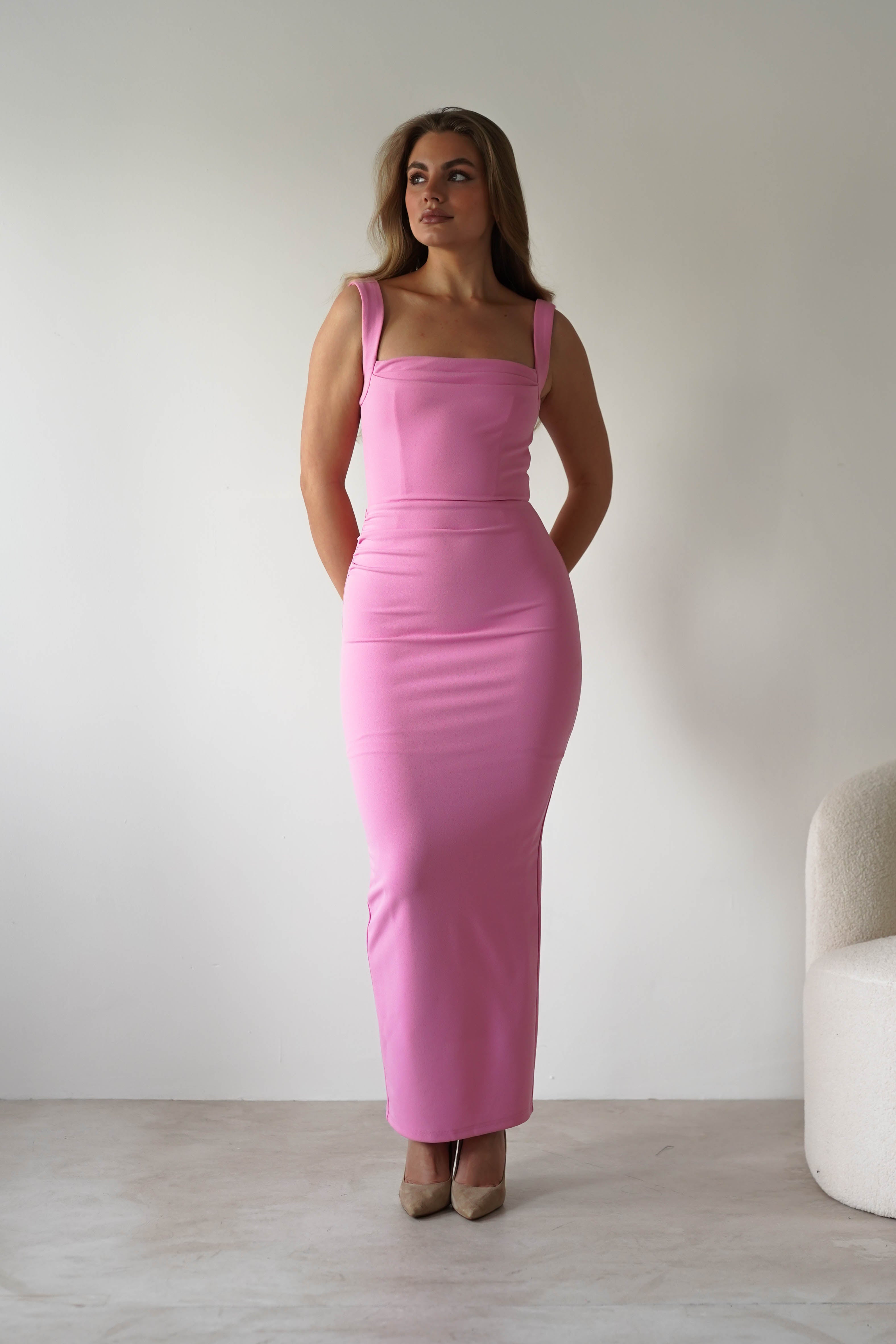 Brooke Square Neck Maxi Dress Pink | Wedding Guest Dress | Square Neck | Maxi | Oh Hello Clothing