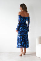 Bryanna Long Sleeve Mesh Maxi Dress Blue Floral | Wedding Guest Dress | Long Sleeve | Maxi | Oh Hello Clothing