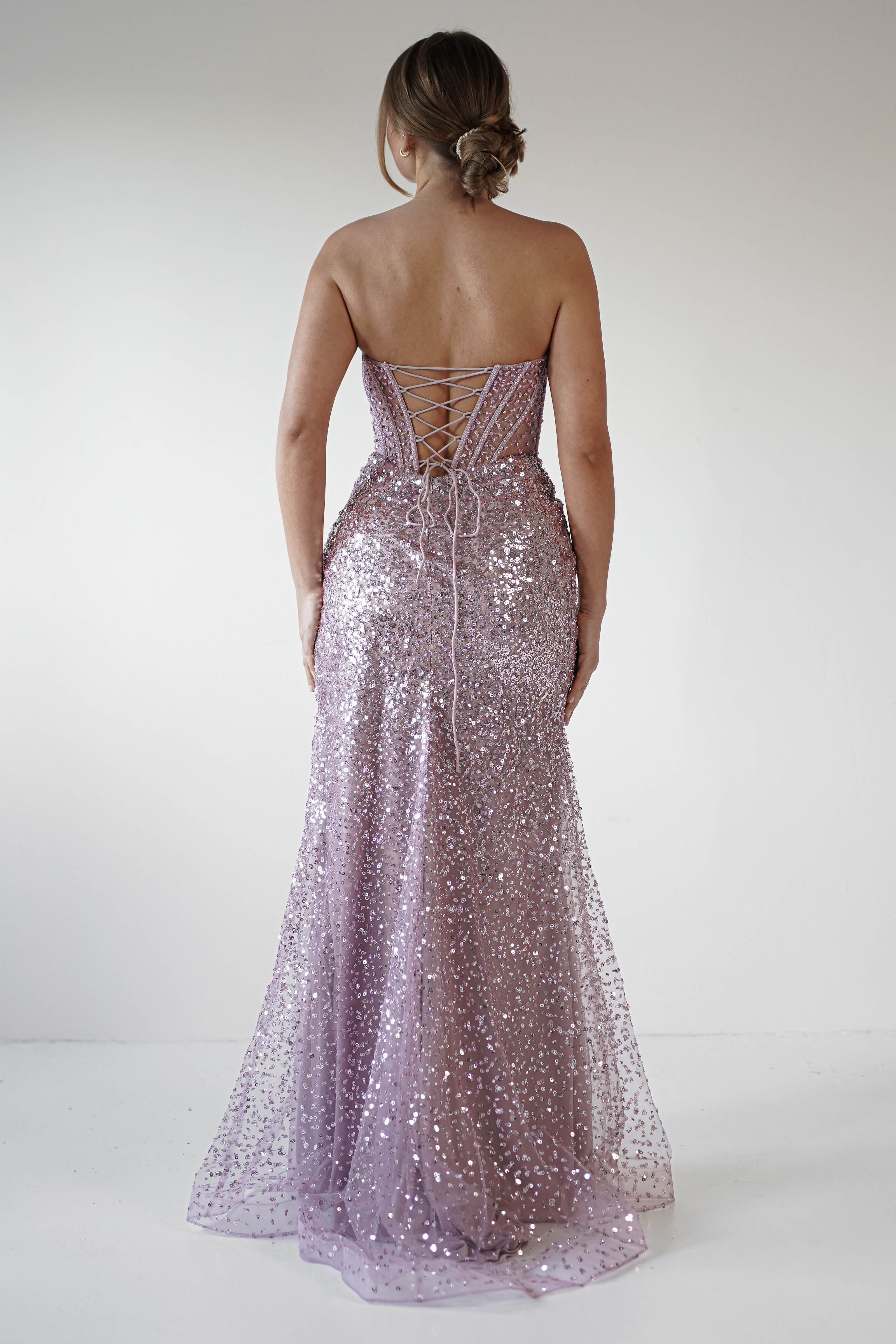 Cadenza Beaded Corset Gown | Mauve | Debs & Prom | Formal Gown | Oh Hello Clothing