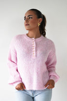 Oh Hello Clothing Women > Clothing > Knitwear ONE SIZE (6/12) Calix Button Detail Knit Jumper | Pink