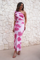 Calypso Floral Bodycon Maxi Dress Pink | Wedding Guest Dress | Bodycon | Maxi | Oh Hello Clothing