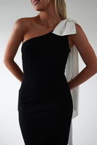 Camella Bodycon Bow Detail Midi Dress Black | Wedding Guest Dress | Bodycon | Midi | Oh Hello Clothing