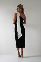 Camella Bodycon Bow Detail Midi Dress Black | Wedding Guest Dress | Bodycon | Midi | Oh Hello Clothing