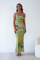 Oh Hello Clothing Women > Clothing > Dresses Cancun Floral Print Mesh Maxi Dress | Green