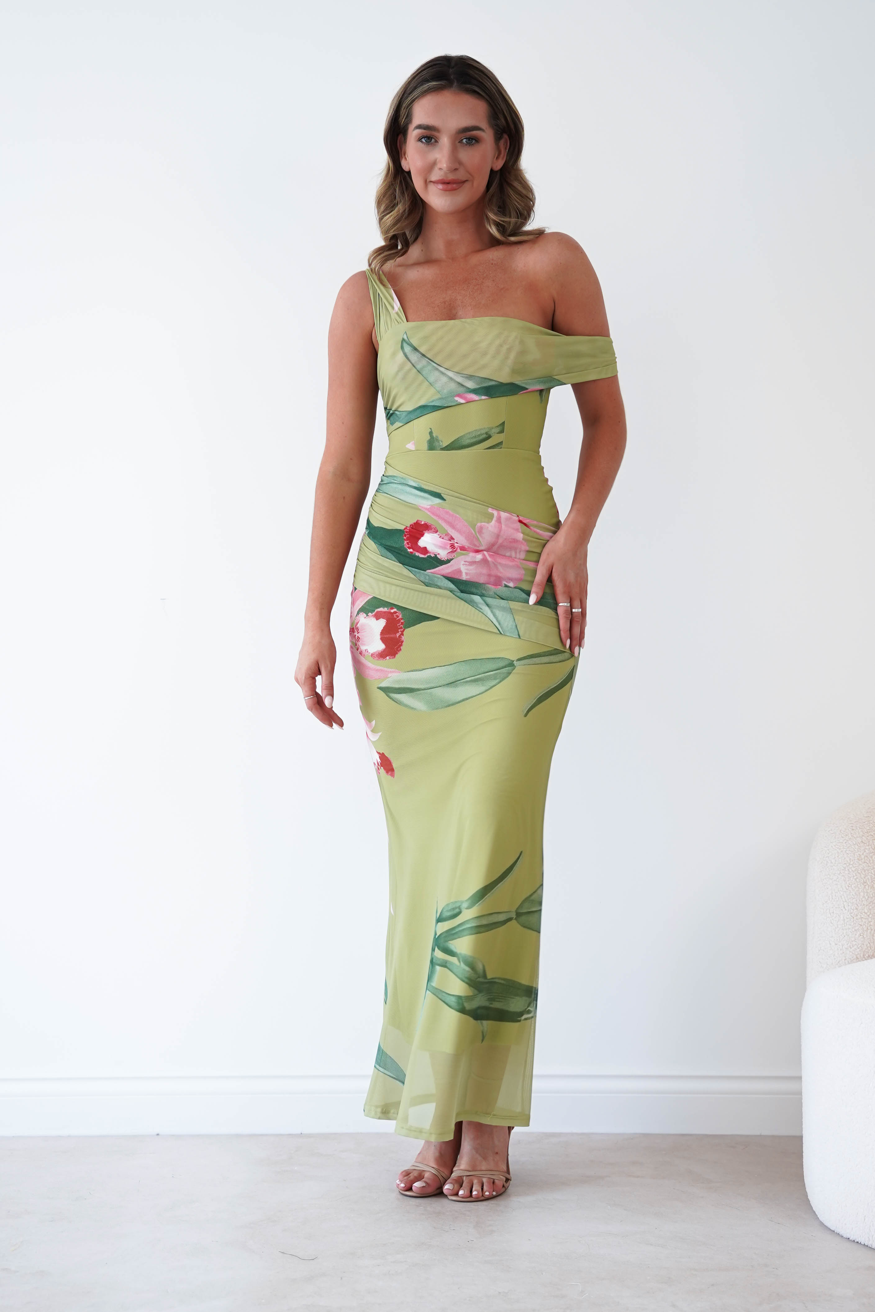 Oh Hello Clothing Women > Clothing > Dresses Cancun Floral Print Mesh Maxi Dress | Green