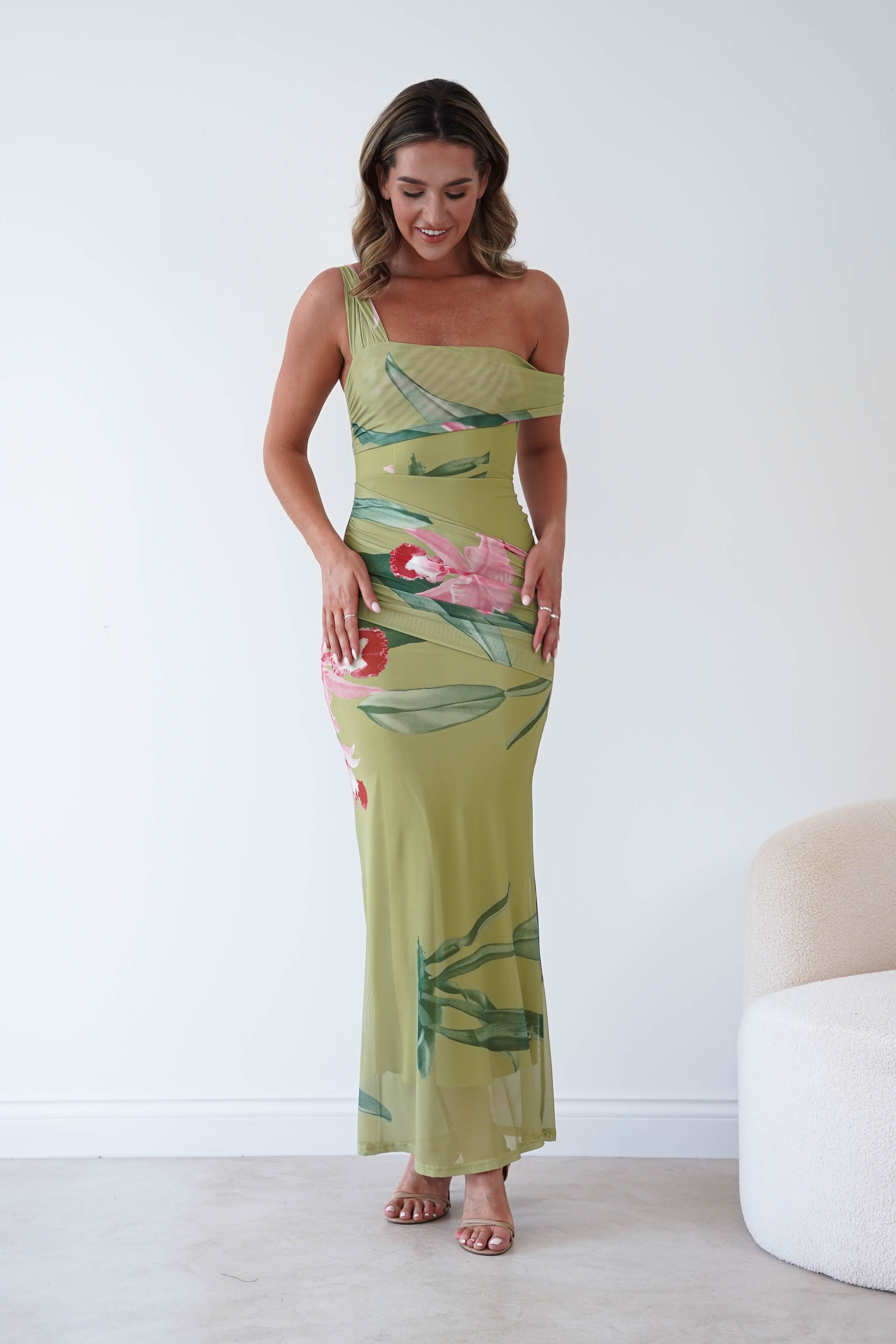 Oh Hello Clothing Women > Clothing > Dresses Cancun Floral Print Mesh Maxi Dress | Green