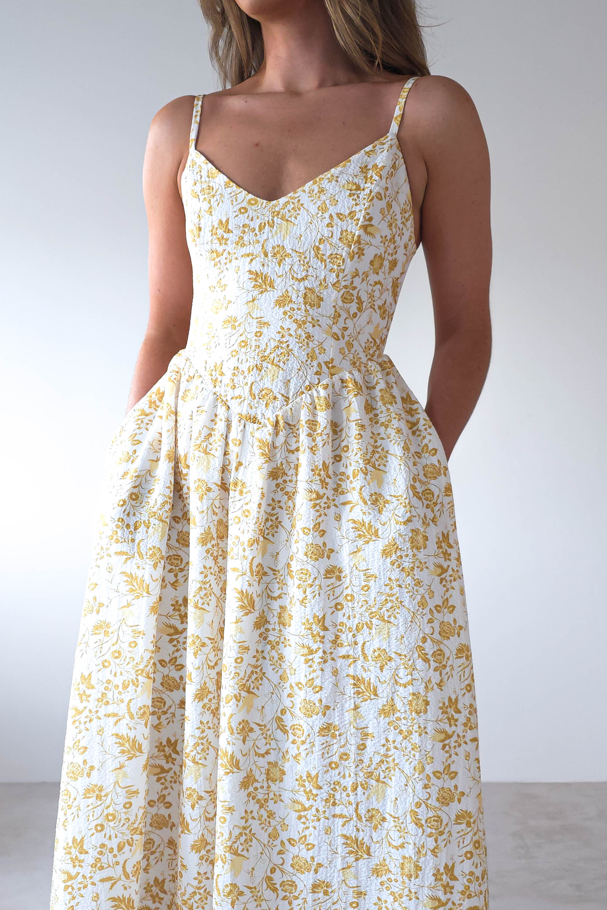 Carolyn Floral Print Maxi Dress Yellow Print | Wedding Guest Dress | Maxi | Oh Hello Clothing