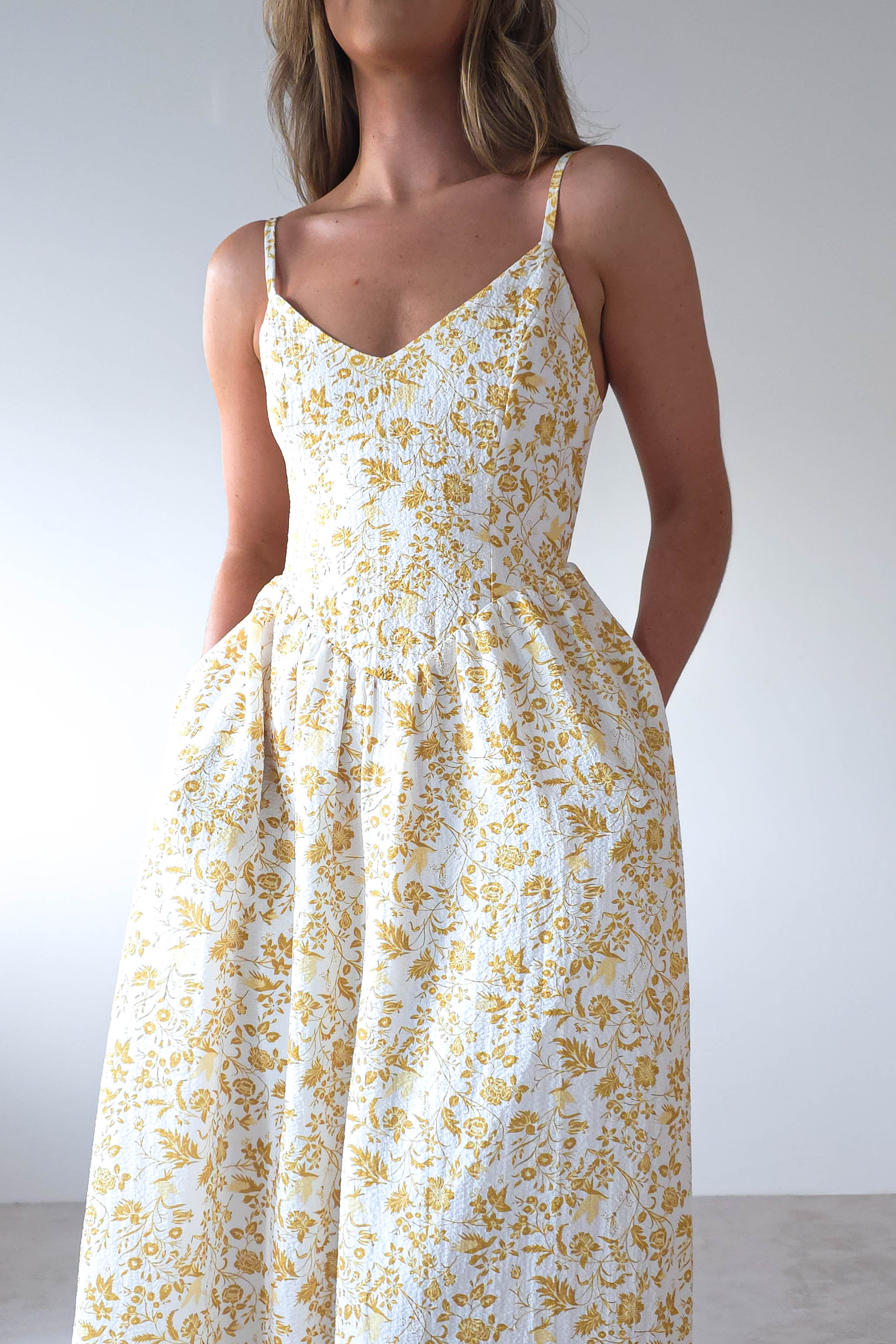 Carolyn Floral Print Maxi Dress Yellow Print | Wedding Guest Dress | Maxi | Oh Hello Clothing