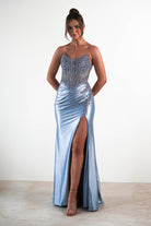 Caspian Embellished Bodycon Gown | Dusty Blue | Debs & Prom | Formal Gown | Oh Hello Clothing