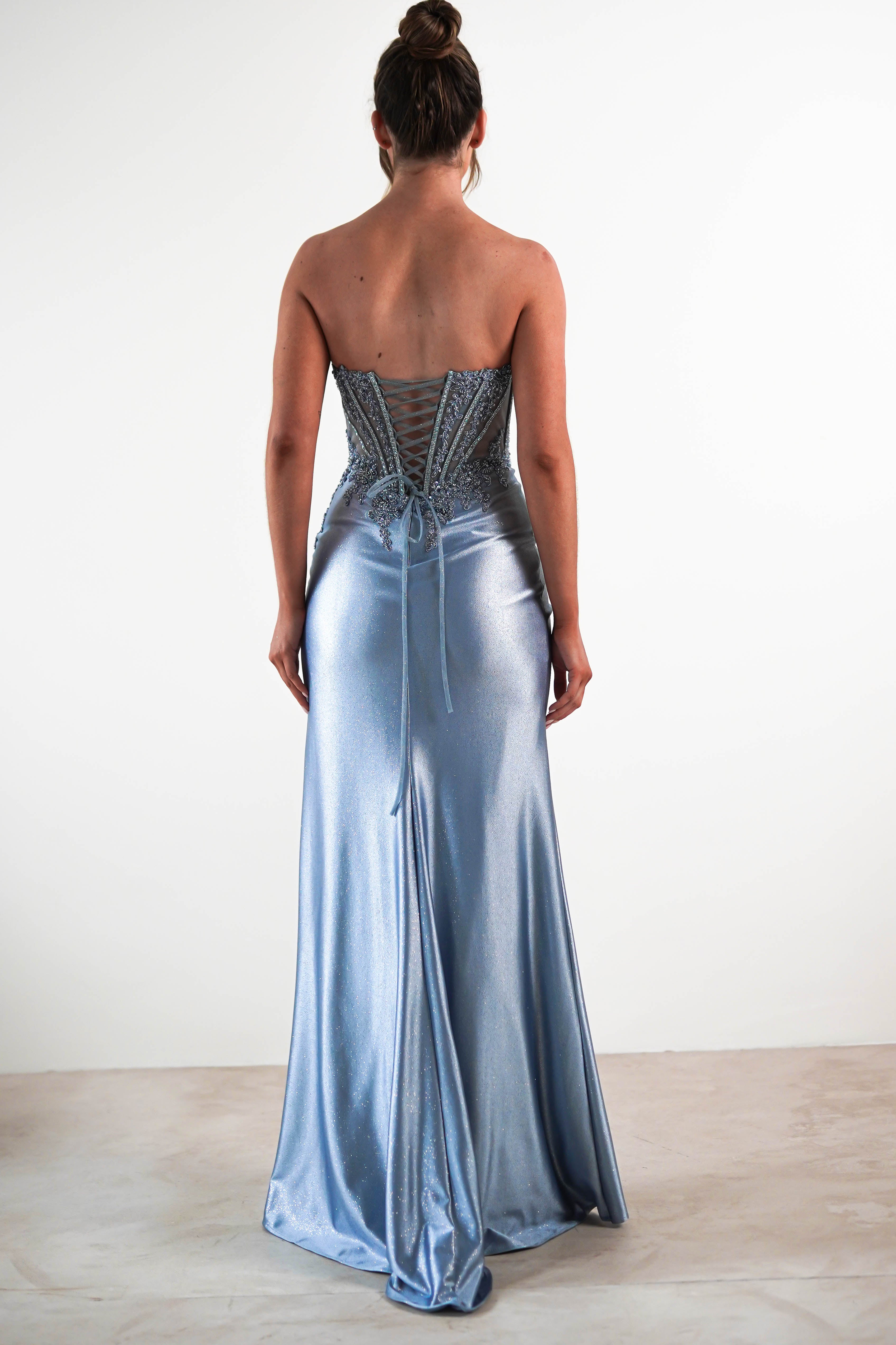 Caspian Embellished Bodycon Gown | Dusty Blue | Debs & Prom | Formal Gown | Oh Hello Clothing