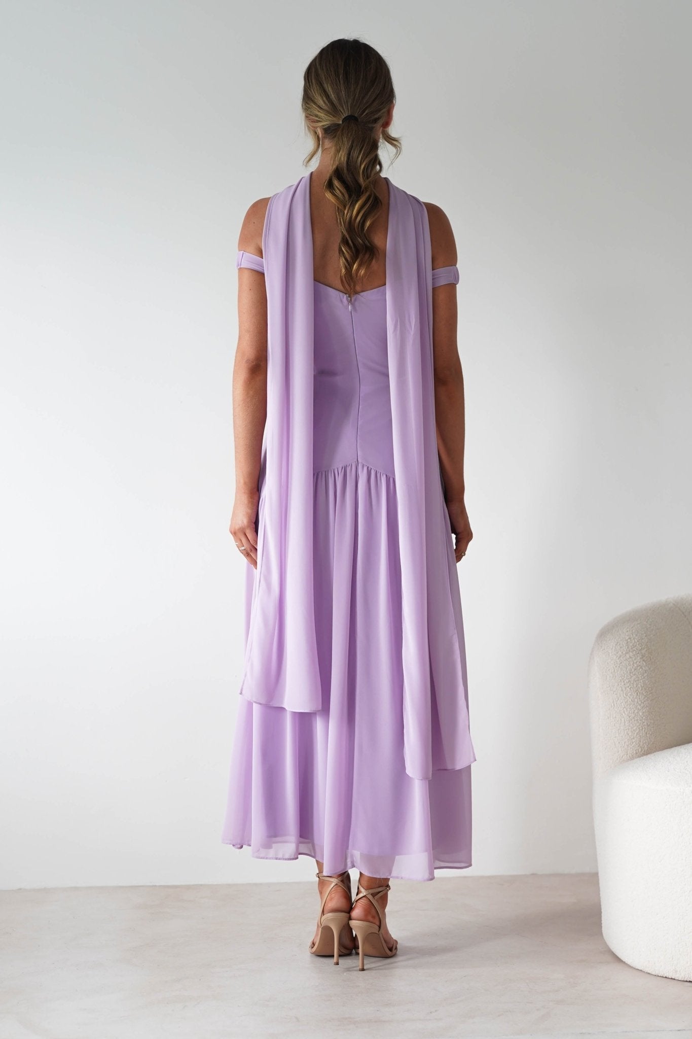 Cassandra Chiffon Skater Maxi Dress Lilac | Wedding Guest Dress | Maxi | Skater | Oh Hello Clothing