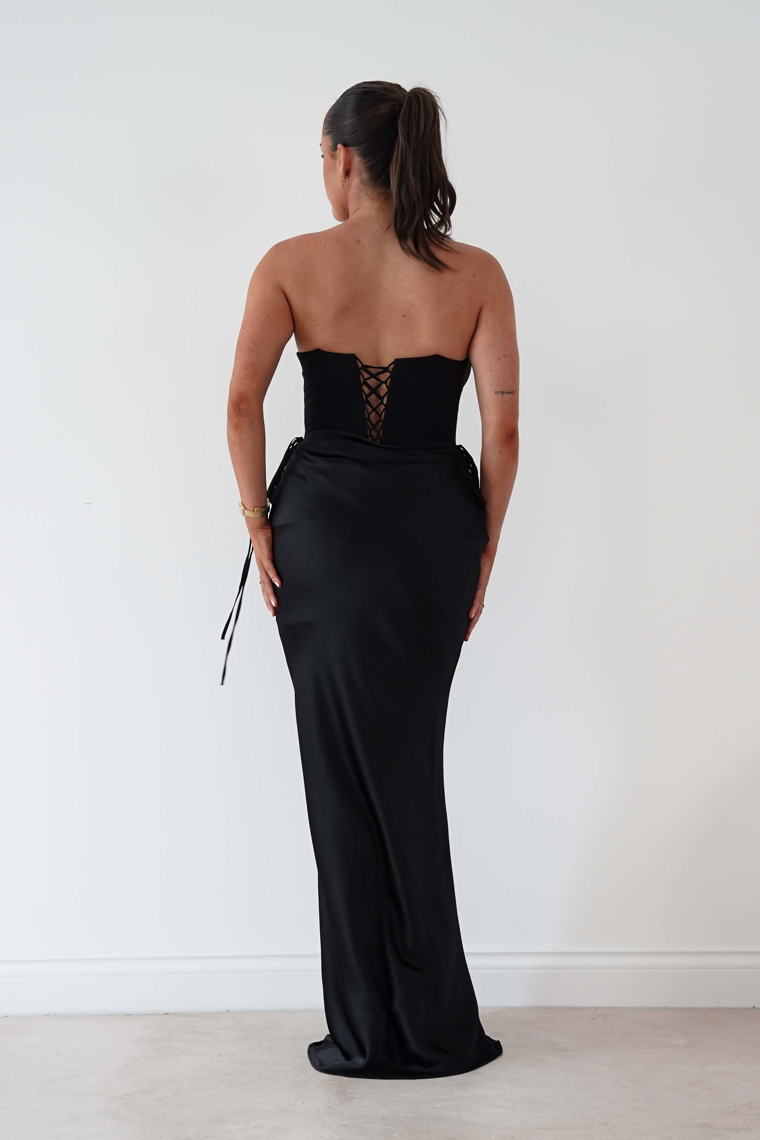 Oh Hello Clothing Dresses > Prom Dresses Cassie Strapless Corset Maxi Dress | Black