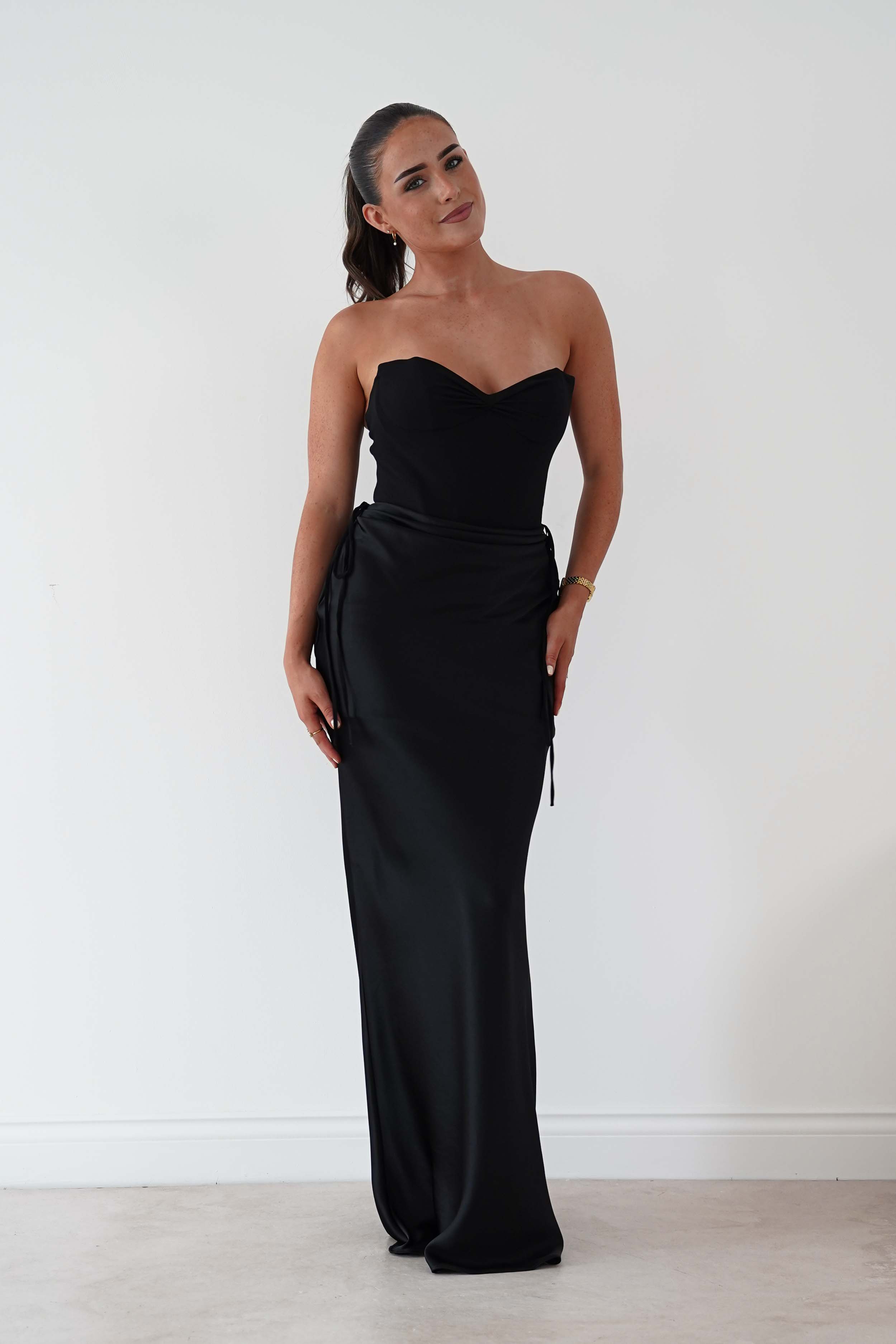 Oh Hello Clothing Dresses > Prom Dresses Cassie Strapless Corset Maxi Dress | Black