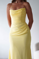 Caterina Strapless Chiffon Maxi Dress Yellow | Wedding Guest Dress | Maxi | Chiffon | Oh Hello Clothing