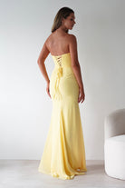 Caterina Strapless Chiffon Maxi Dress Yellow | Wedding Guest Dress | Maxi | Chiffon | Oh Hello Clothing