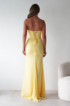 Caterina Strapless Chiffon Maxi Dress Yellow | Wedding Guest Dress | Maxi | Chiffon | Oh Hello Clothing