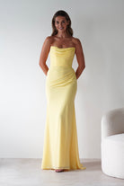 Caterina Strapless Chiffon Maxi Dress Yellow | Wedding Guest Dress | Maxi | Chiffon | Oh Hello Clothing